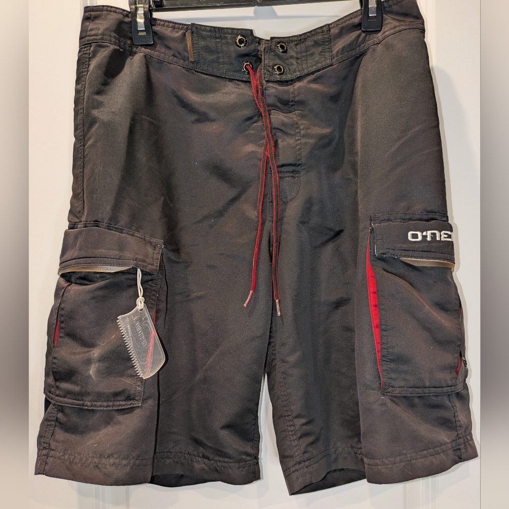 O'Neill Charcoal and Crimson Cargo Shorts for Men